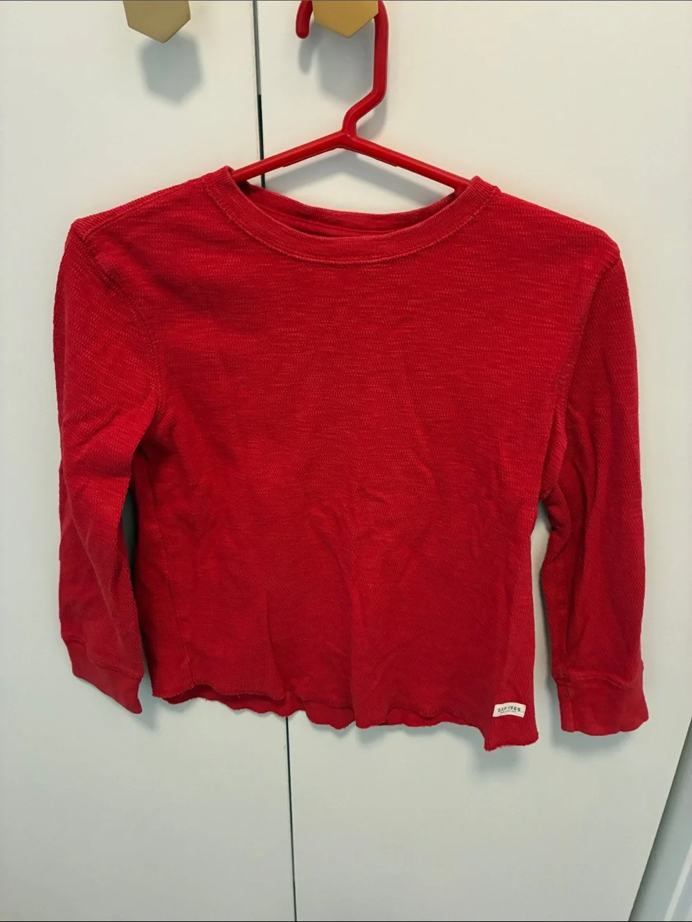 GAP Bright Red Long Sleeve Crewneck Tee